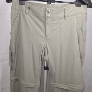 Columbia Womens Size 10 Omni Shield Hiking Shorts Khaki Outdoor Active zip off